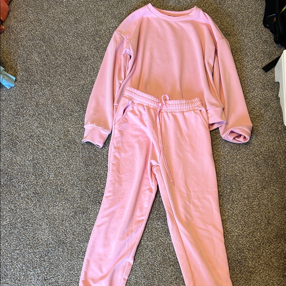 Pink Sweatshirt and Sweatpants Set